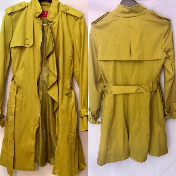 Elle Trench Coat. Size Medium. Fully lined. Color: Mustard Yellow - Picture 1 of 8
